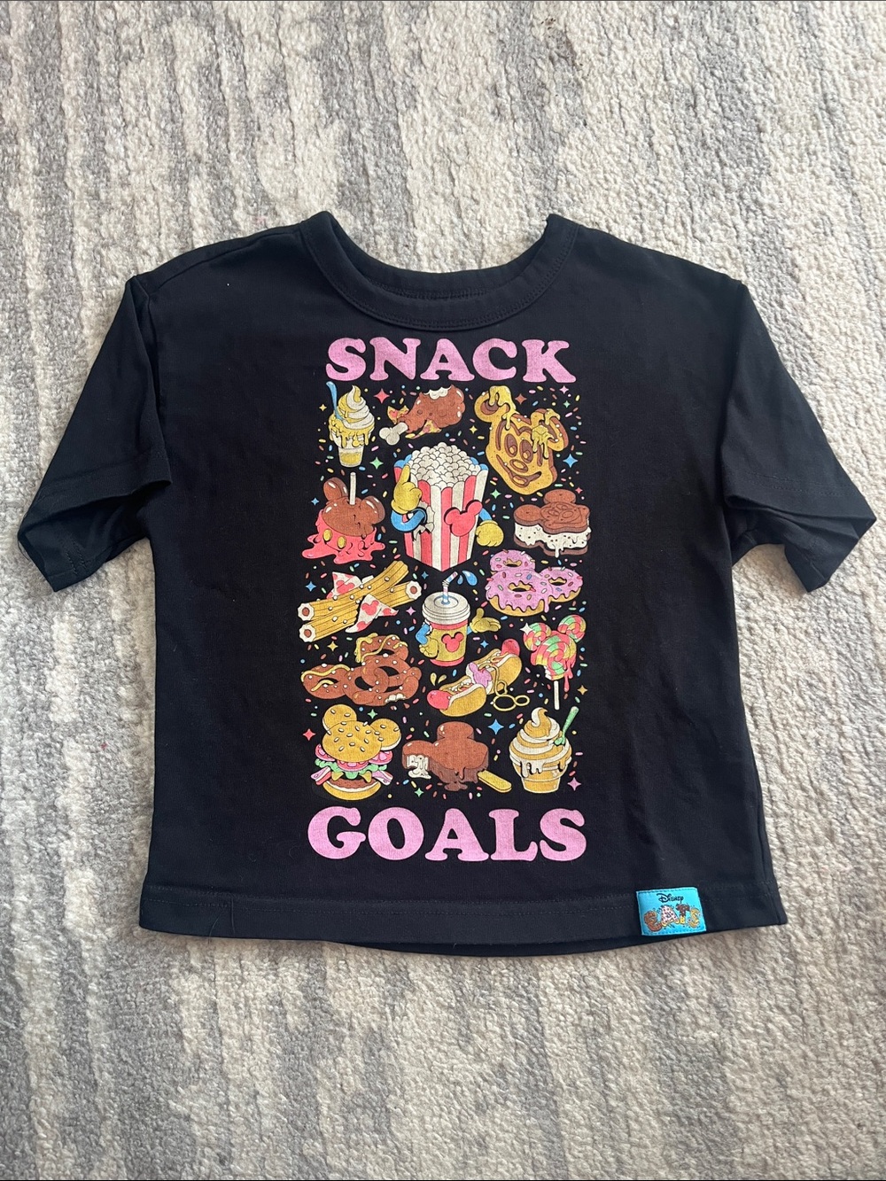 Disney Black Tee with Colorful 'Snack Goals' Graphic - Picture 1 of 2